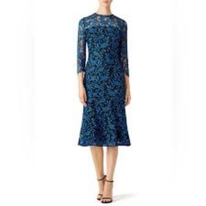 Shoshanna poppy lace dress in blue and black.